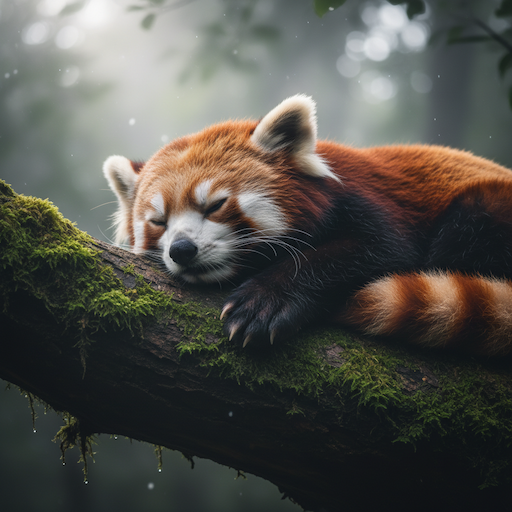 an animal sleeping on a tree